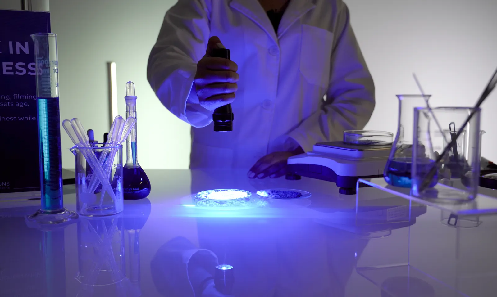 A UV-light product demonstration filmed in the USP demo lab