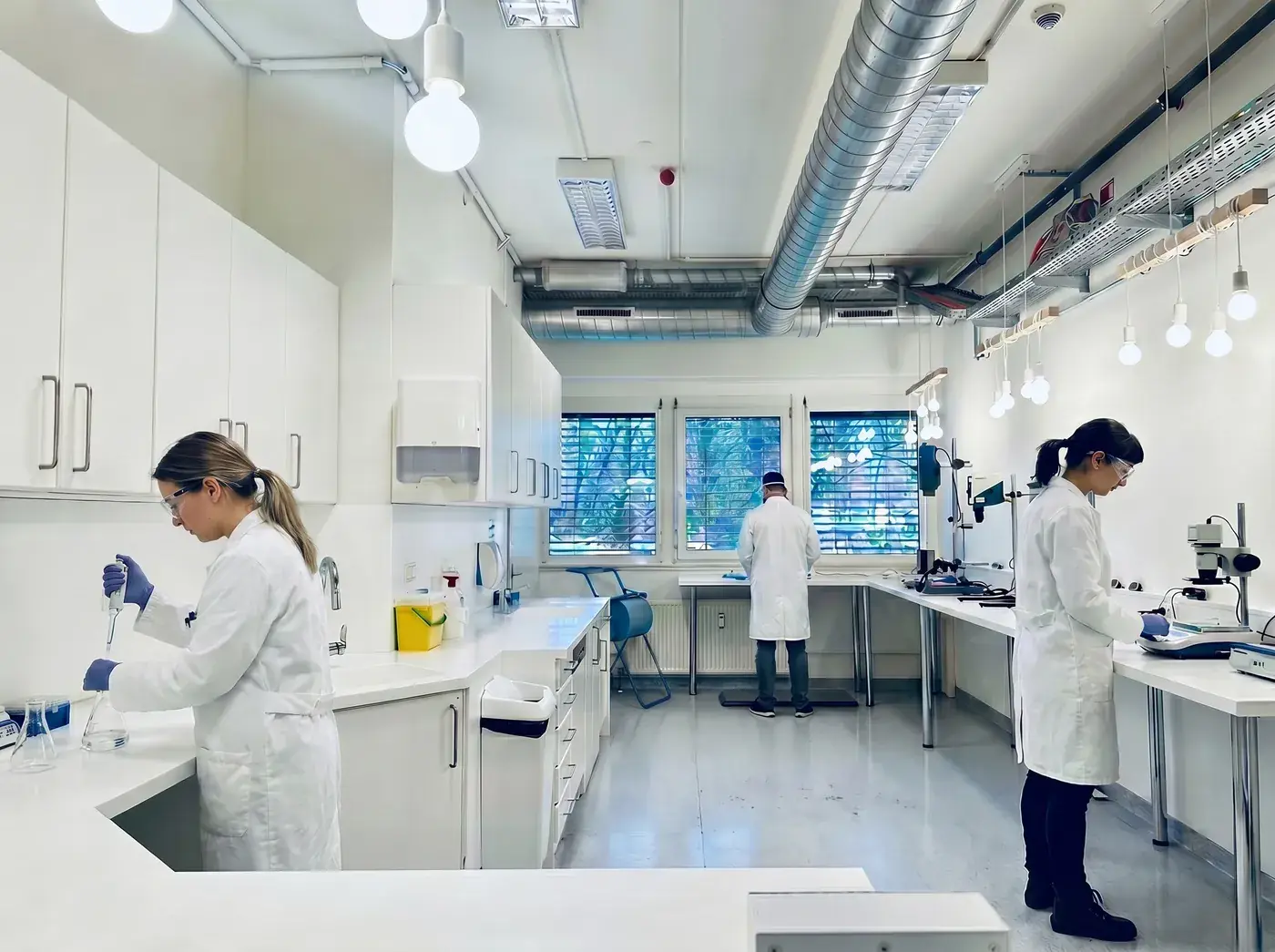 USP scientists reviewing claims and data in the demo lab during the feasibility phase